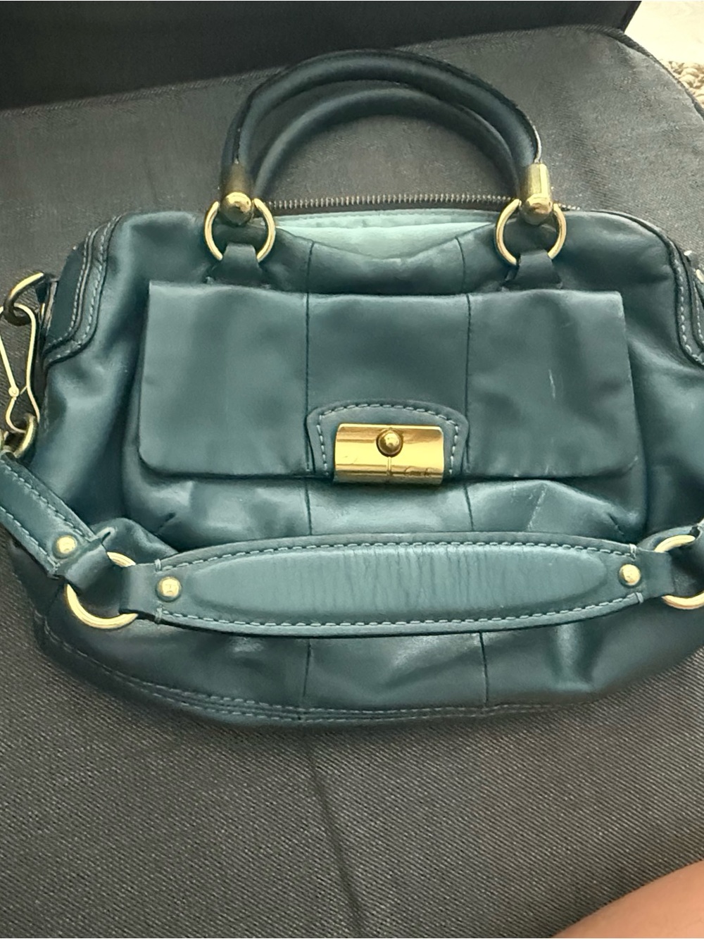 Coach Leather Satchel Handbag with Gold Hardware